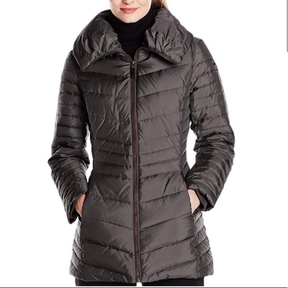 Marc New York Andrew Marc Kirby Down Puffer Coat Black Chevron Quilted Small